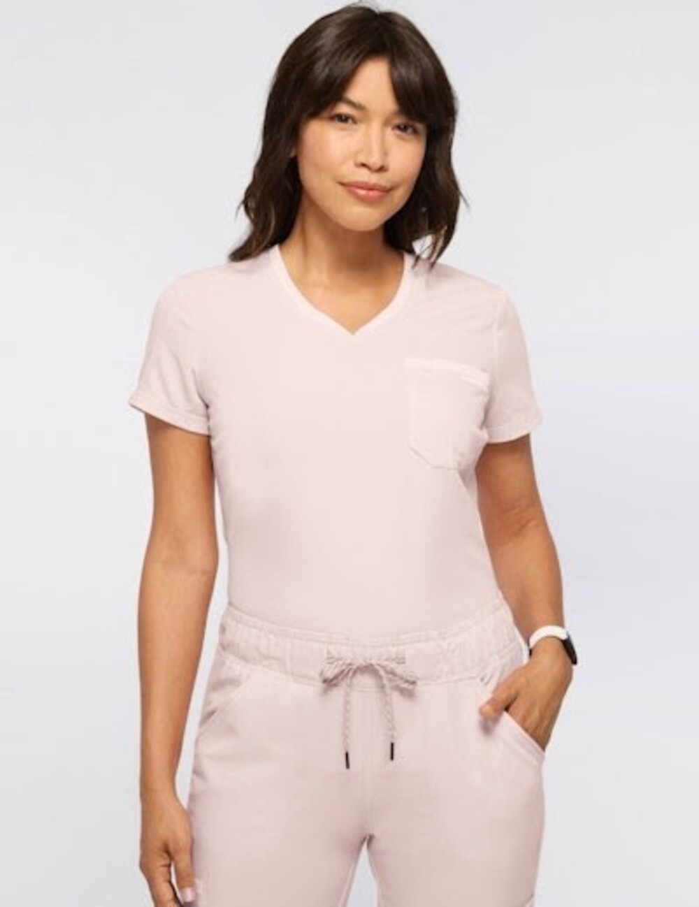NWT. Women's Cargo Scrub Top.  Color: Blush Pink.  Size: M